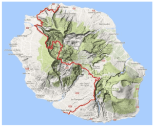 Le tracé du Grand Raid qui traverse l'île de la Réunion Parcours du Grand Raid de la Réunion - préparation mentale